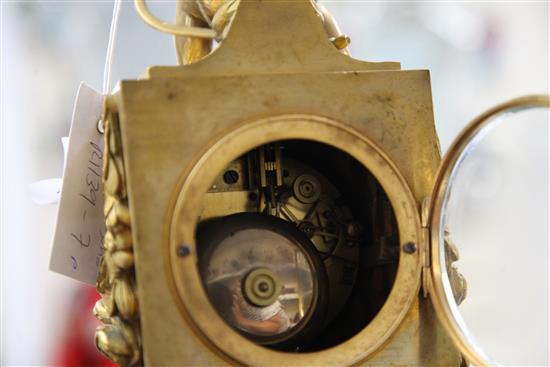 A late 19th century French ormolu mantel clock, by Lachenal of Paris, 13.5in.